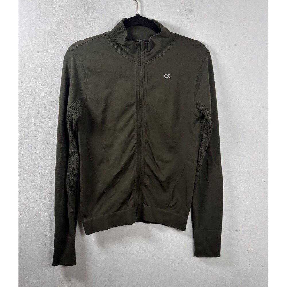 Calvin Klein Performance Olive Green Zip Up Jacket Y2K Athleisure Activewear M